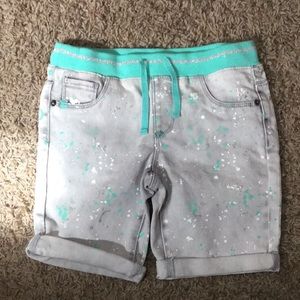 Teal/grey/silver splatter shorts size XS